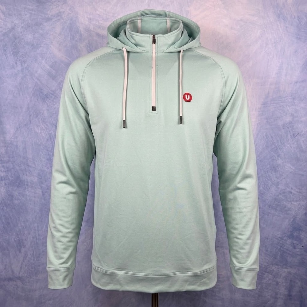 Swannies Golf Mens Large Mint Green 1/4 Zip Pullover Hoodie Performance Active